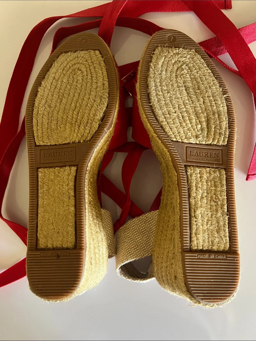 LAUREN Ralph Lauren Women’s Red Canvas Espadrilles Size: 7B